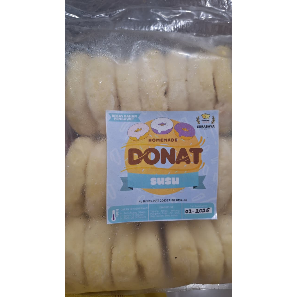 Donat Susu Frozen Surabaya (Isi 21 Pcs) - Donat Beku Siap Goreng Halal