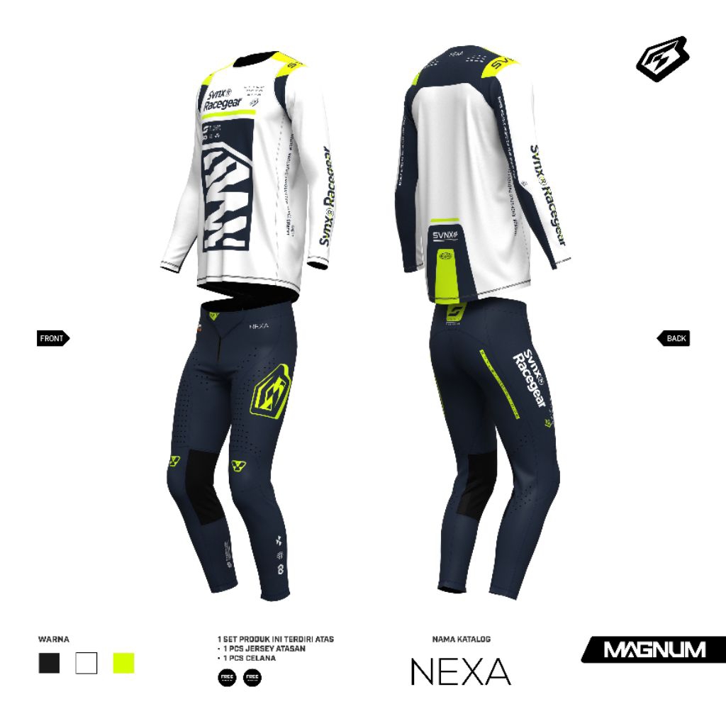 GEARSET SVNX MAGNUM NEXA SERIES /  JERSEY SET MOTOCROSS / JERSEY MOTOR TRAIL
