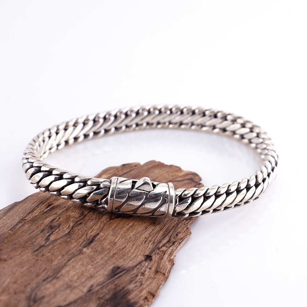 Gelang Pria Perak Asli Silver 925 Tulang Ular Woluan