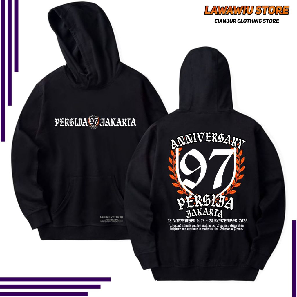 Sweater Hoodie Anniversary Persija Terbaru Ke 97 Hoodie Persija Jakarta Jakmania Unisex Pria Wanita 