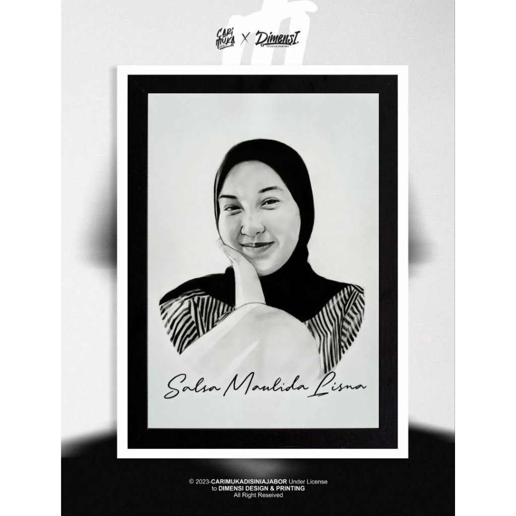 Sketsa Wajah Ukuran A3 / 1 Wajah + bingkai