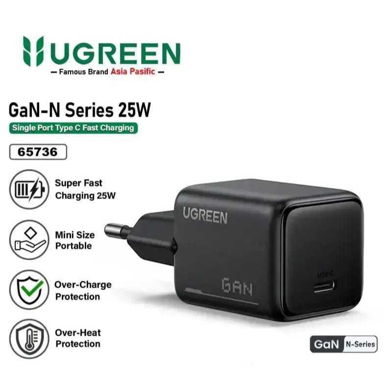 UGREEN GAN 25W Adapter Charger PD 25w Kepala Charger GaN 25 Watt Fast Charging