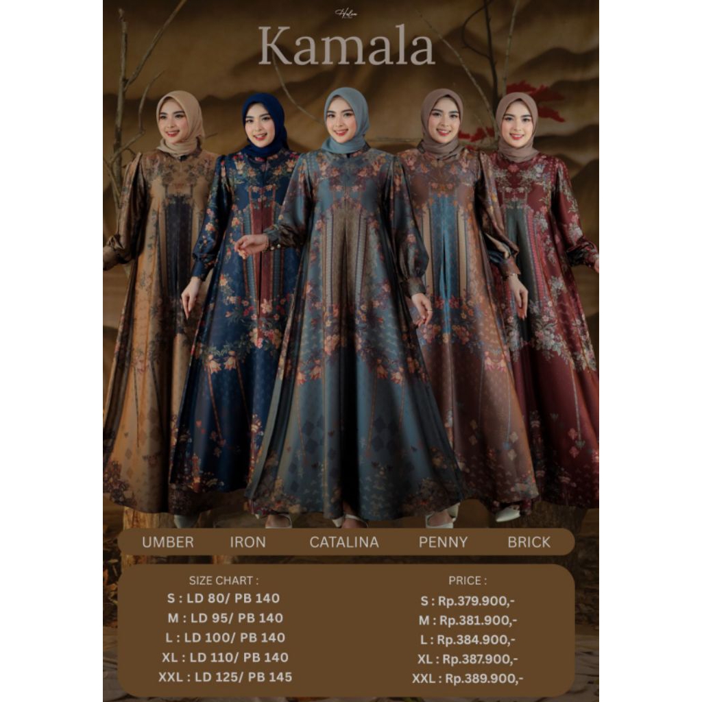 KAMALA DRESS BY HALWA APPAREL, GAMIS SILK PREMIUM, GAMIS HALWA APPAREL TERBARU