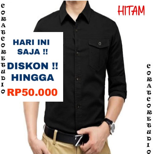 29 WARNA WARNI TC87 COLLECTION THE CLOVER 87 CORATCORETUDIO Hem Cowok Kemeja Pria Long Shirt Basic P