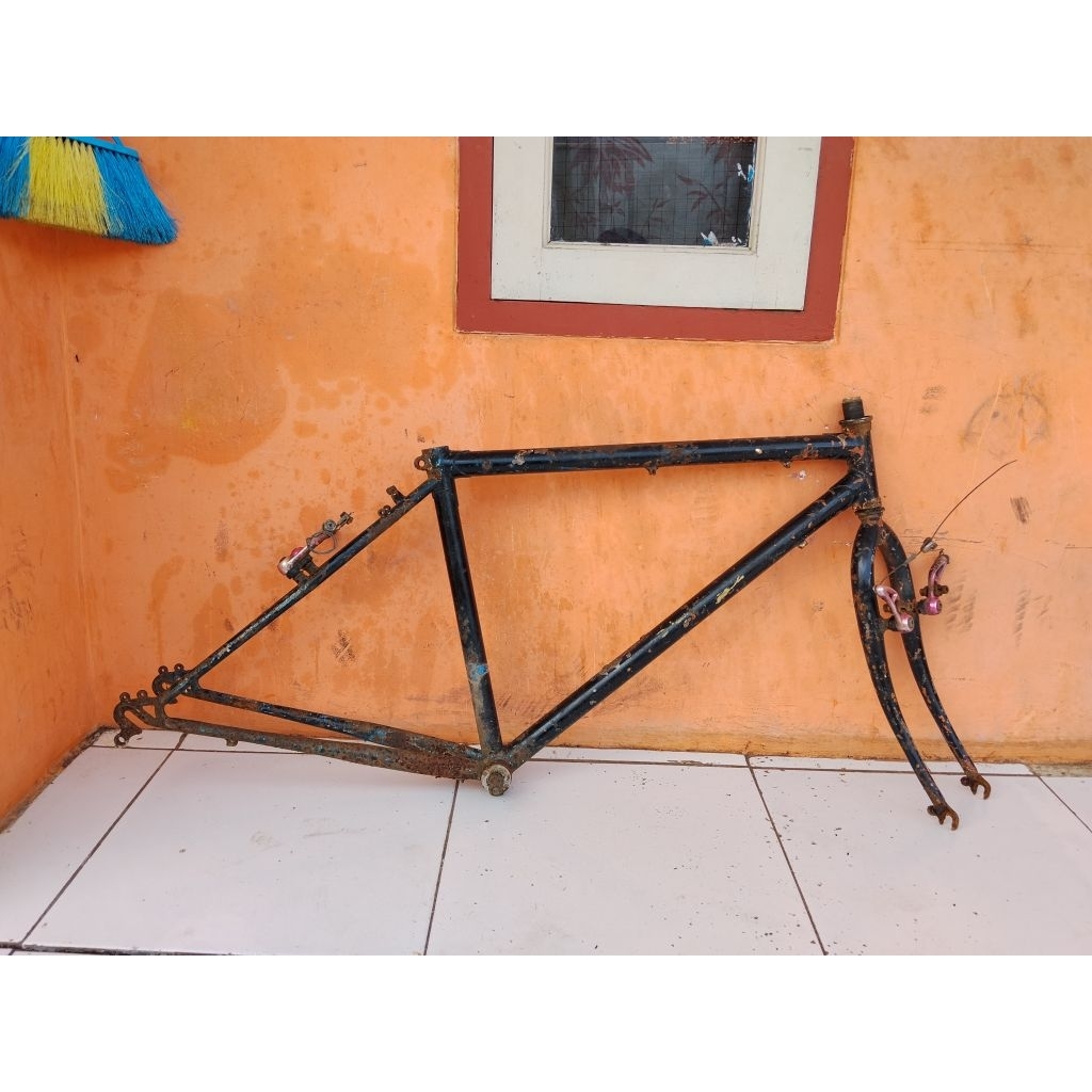 Frame Fork Sepeda MTB 26 jadul Size 17" Anting Rd eyeled socket lugs bahan commuter kalcer include r