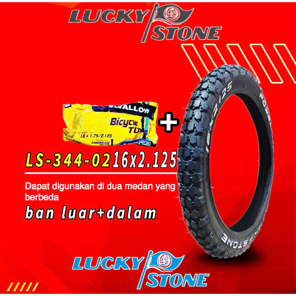 ban luar dalam 16 x 2.125 LUKYSTONE ban sepeda anak 16 inch