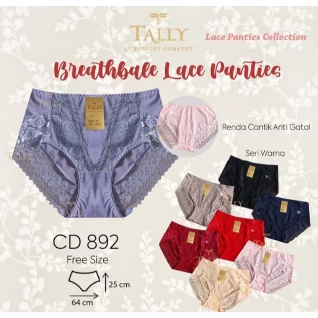 CD celana dalam berbahan renda brukat dari tally 892 freesize fit to L-XL-XXL