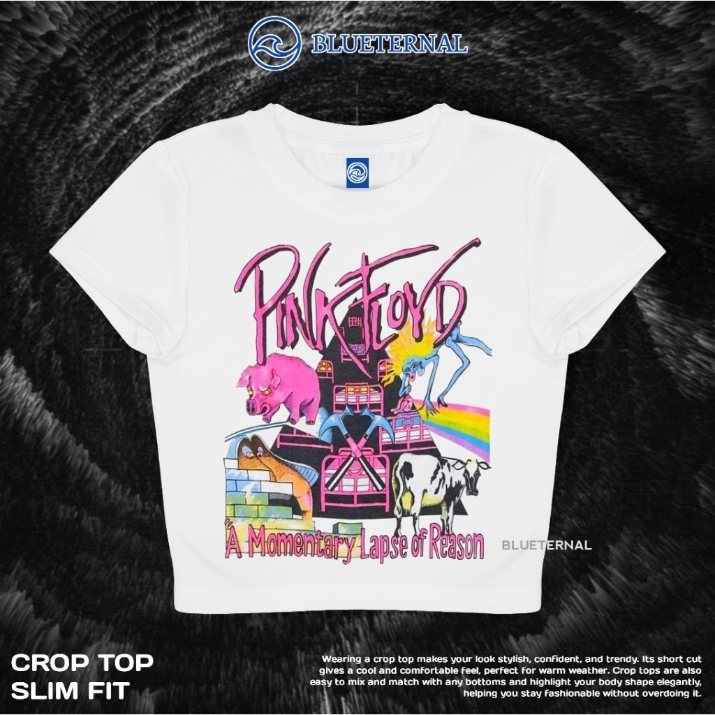 CROP TOP PINK FLOYD A MOMENTARY | CROP TOP PUTIH | CROP TEE | CROP TOP | BAJU WANITA | KAOS WANITA |