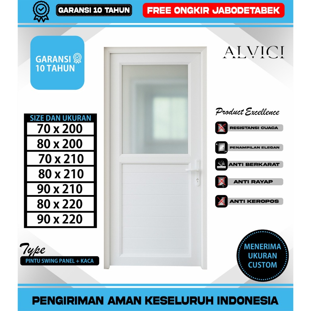 Pintu Swing Ekonomis UPVC Kaca Panel ALVICI