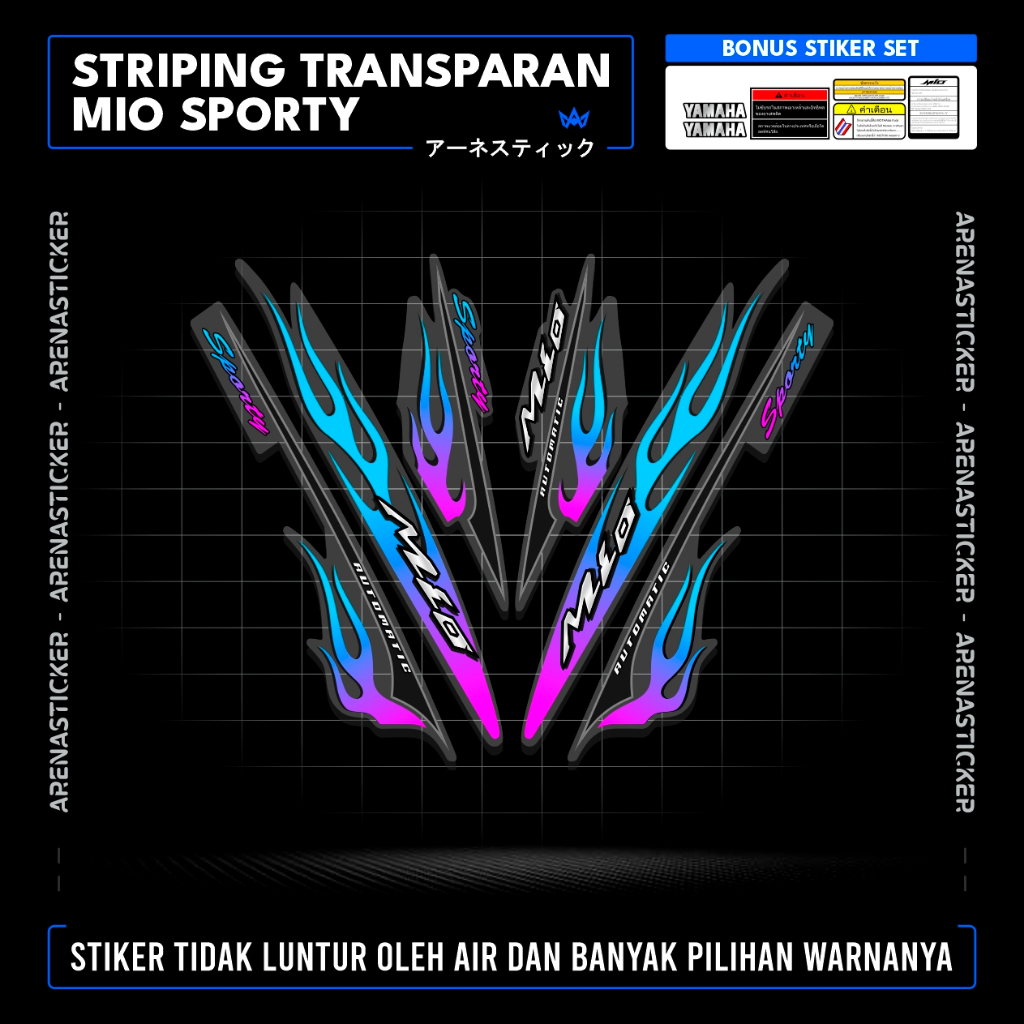 Code MST04c Striping TRANSPARAN Mio Smile Garnish 110 Mio Amore Mio Mx Mio Z Sticker Stiker Setiker 