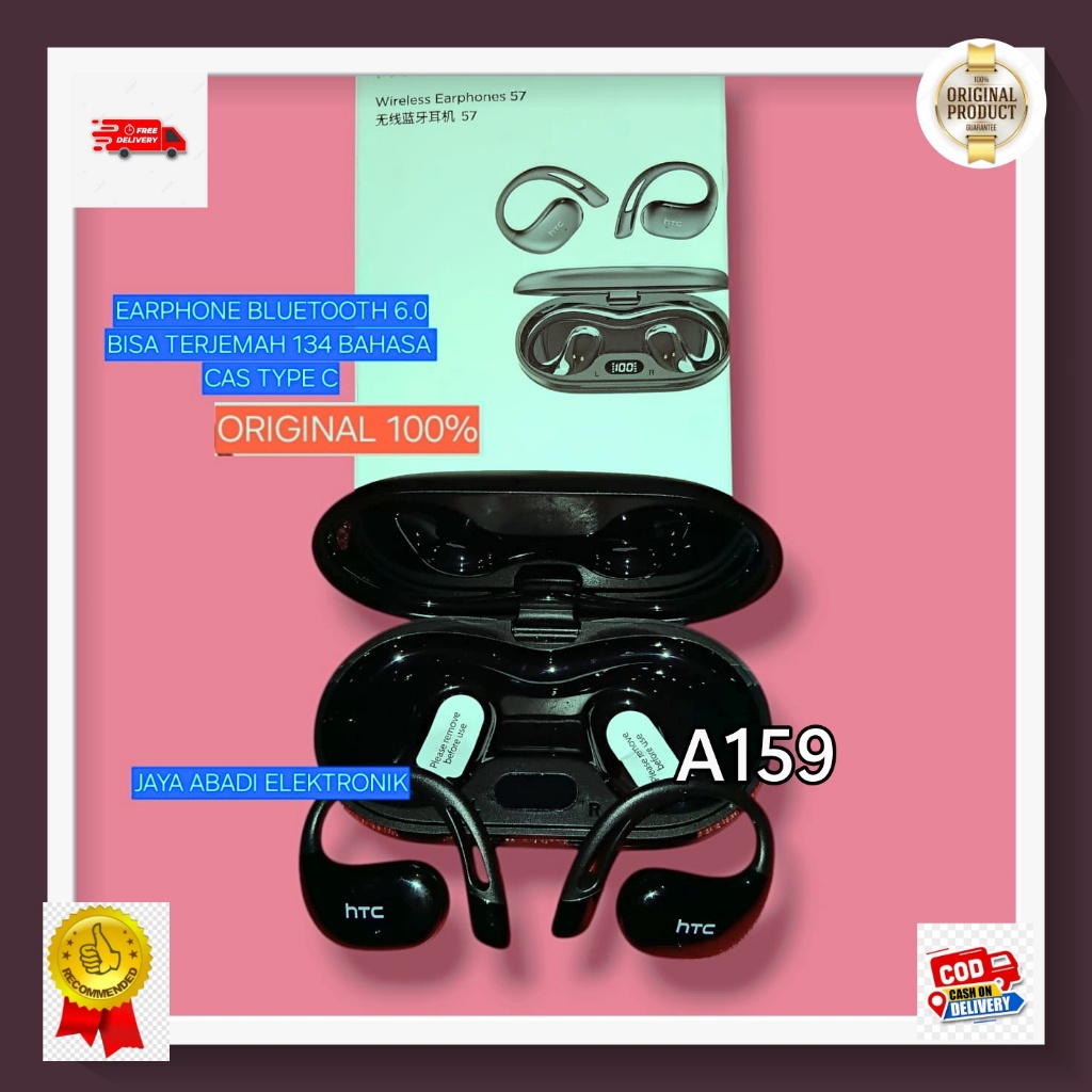 A159 ORI 100%EARPHONE BLUETOOTH  HTC CAS TYPE C 6.0 ALAT TERJEMAH SEGALA BAHASA HANDSFREE BLUTUT HEA
