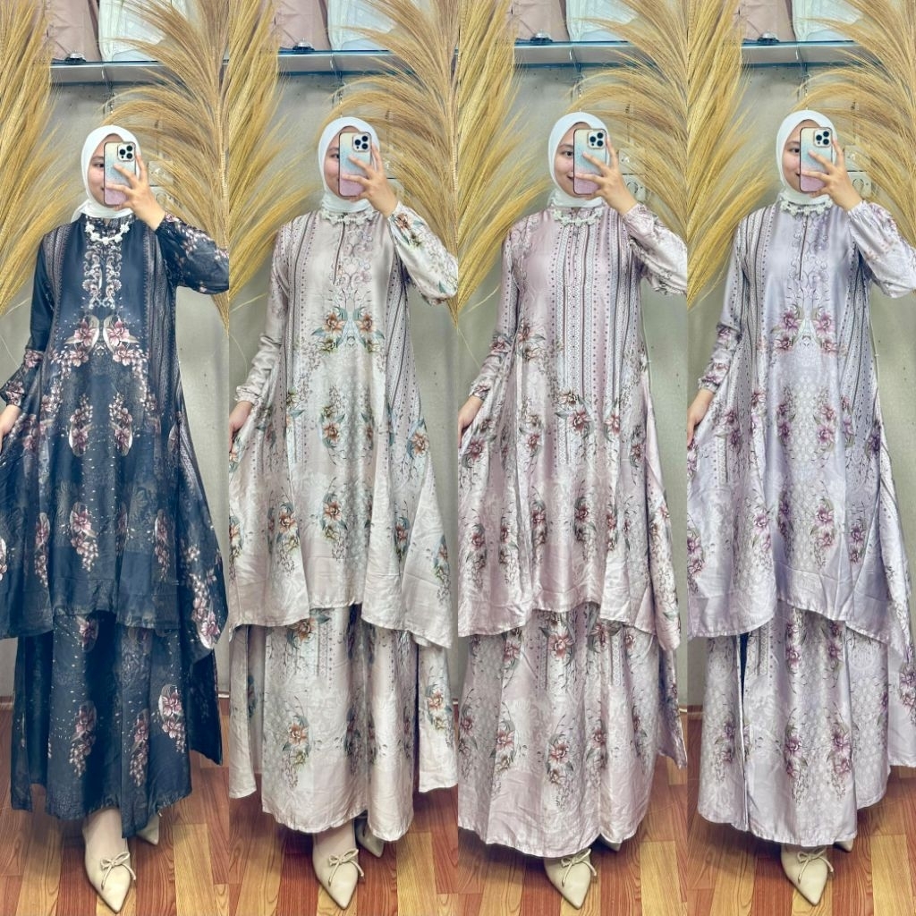 ONE SET ROK BAHAN DIOR SILK ONE SET VIRAL SETELAN ROK MELAYU