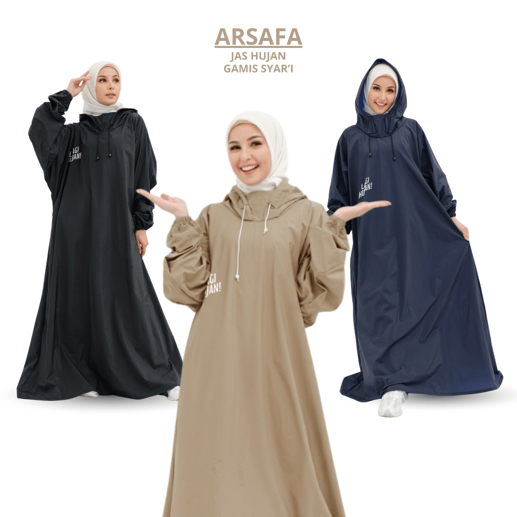 Jas Hujan Gamis Syar’i Wanita Muslimah Panjang Premium Anti Air Pvc Tebal Modis Elegan