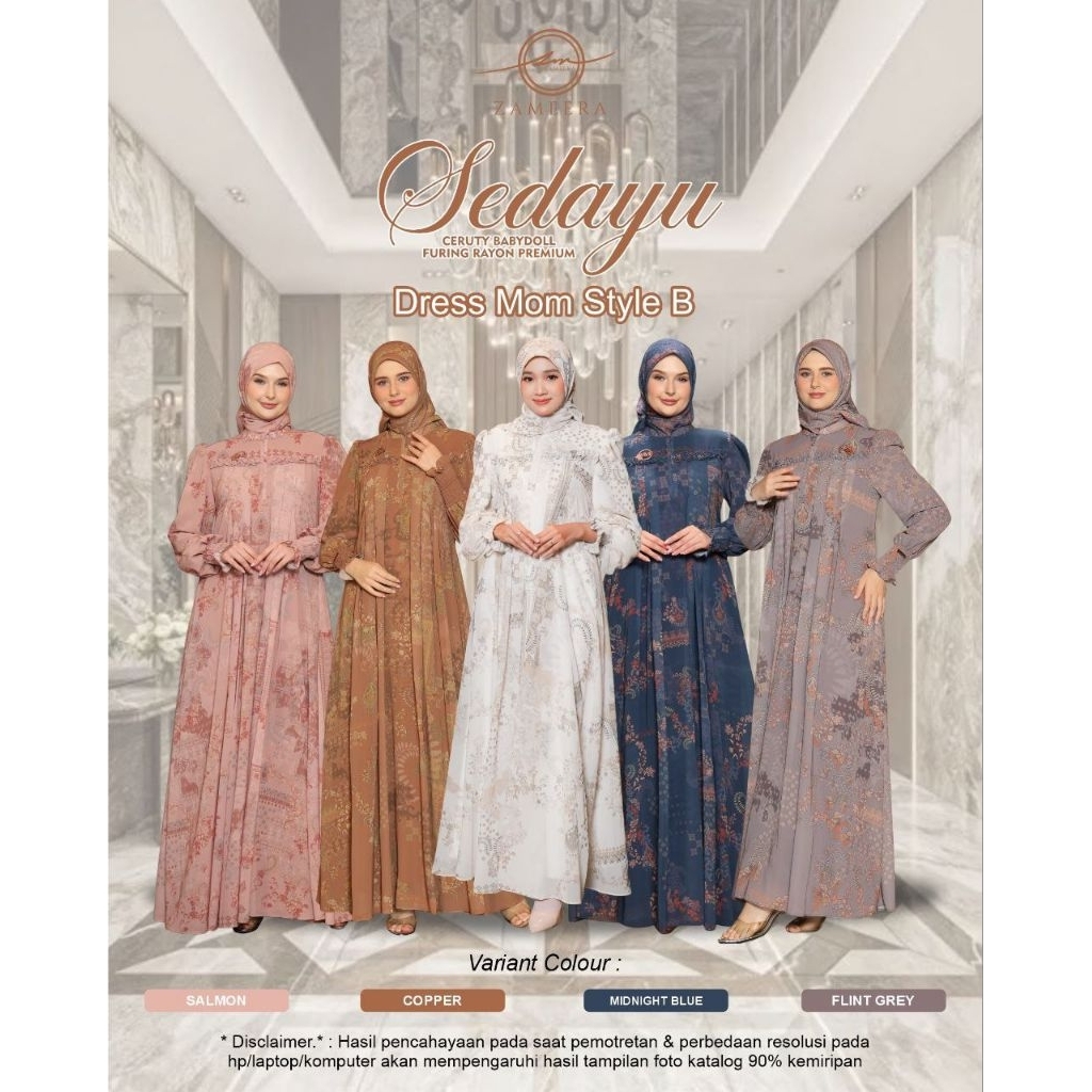 FREE SCARF - SEDAYU DRESS MOM STYLE B BY ZAMEERA || Gamis lebaran || Gamis motif || Gamis premium ||