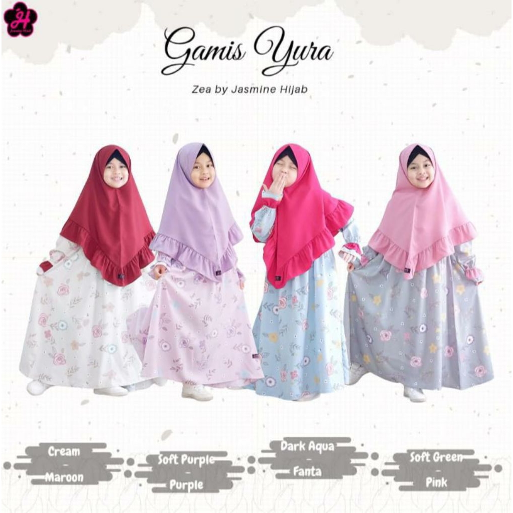 YURA SERIES ZEA by JASMINE HIJAB || GAMIS SET KHIMAR ANAK dan REMAJA MUSLIMAH