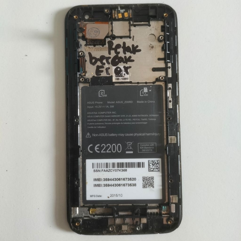 Lcd touchscreen frame ASUS 2 laser Z00RD Z00ED retak normal