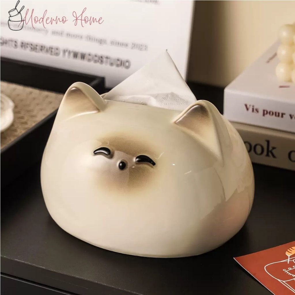 RUMI Kotak Tissue KUCING / Kotak Tissue Keramik / Kotak Tissue Unik Aesthetic