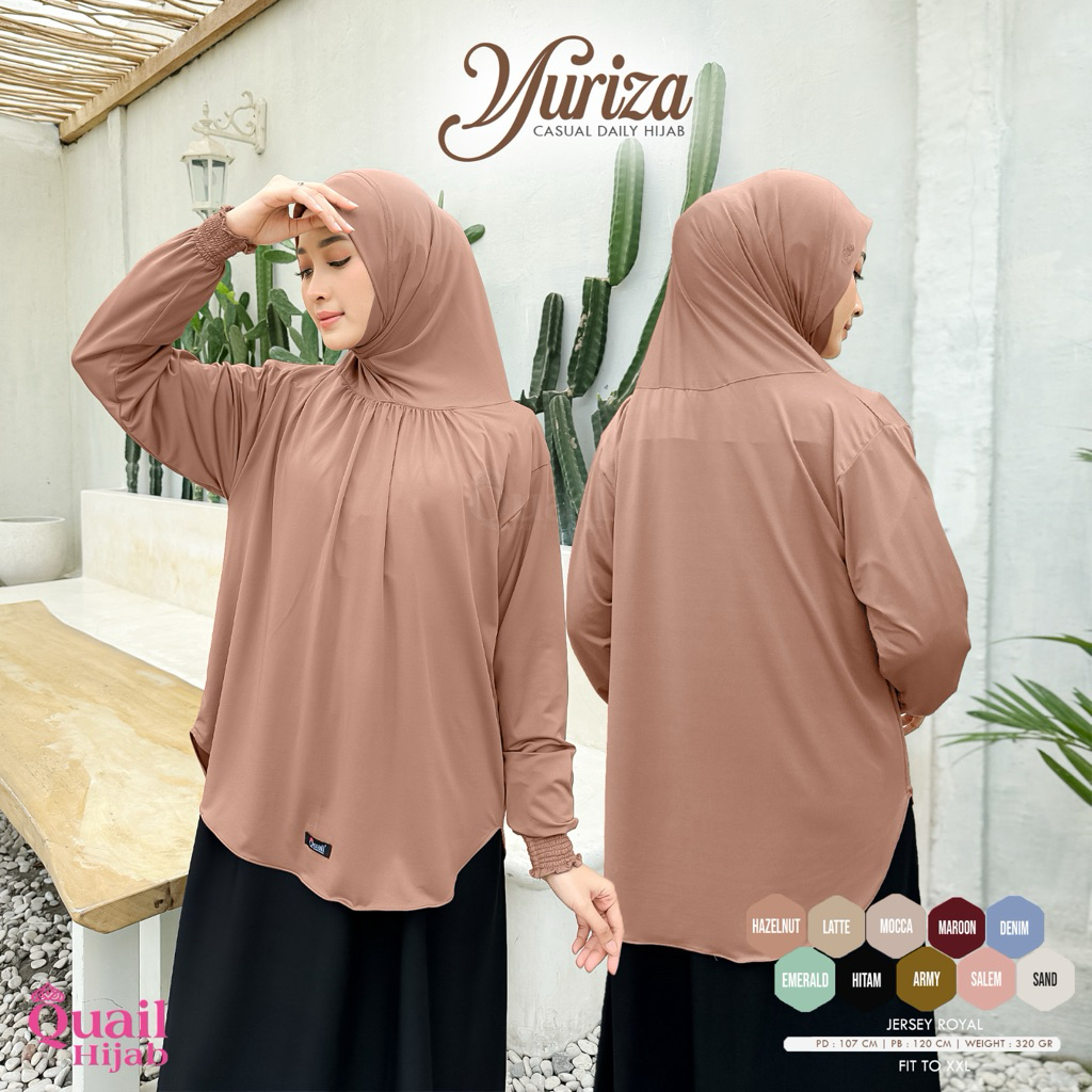 Quail HIjab - YURIZA HIJAB LENGAN JUMBO ORI QUAIL JERSEY PREMIUM