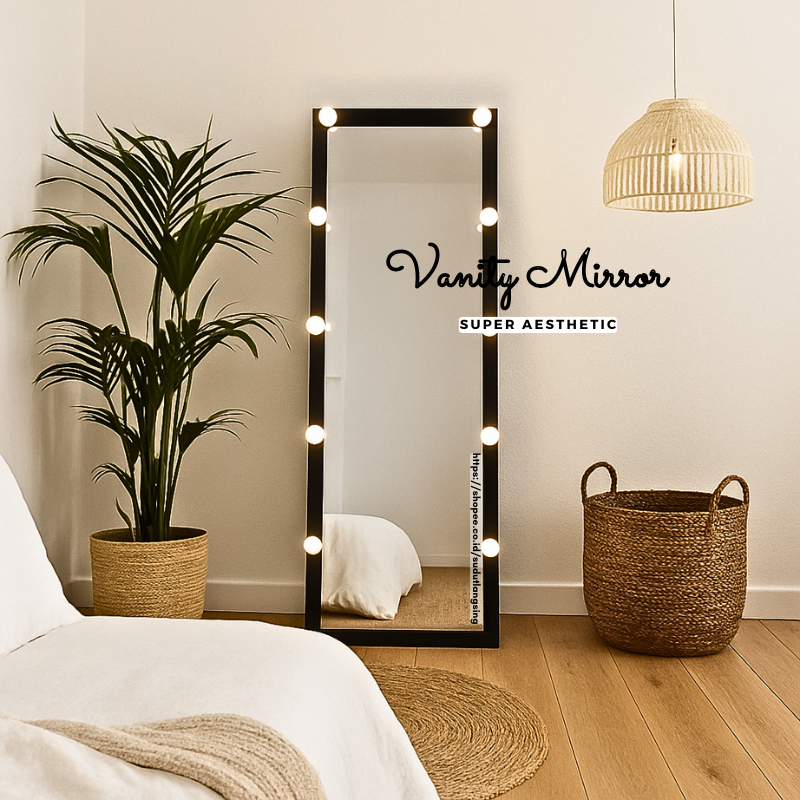 Cermin Aesthetic Full Body Standing Miror Led Rias Kaca Standing Makeup Estetik Full Badan Miror Pan