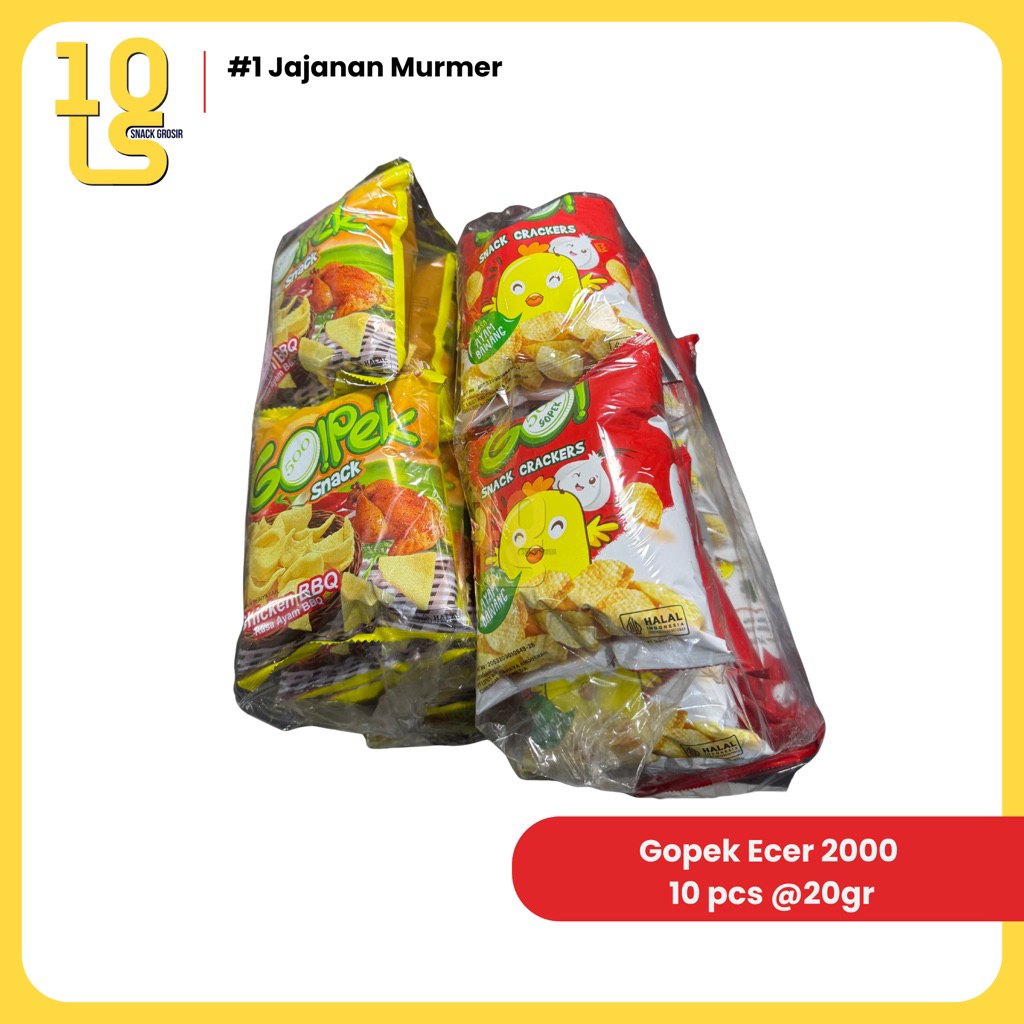 Gopek Ecer 2000 Chiki Rasa Ayam Bawang, Chicken BBQ 1 Pack isi 10 pcs @20gr