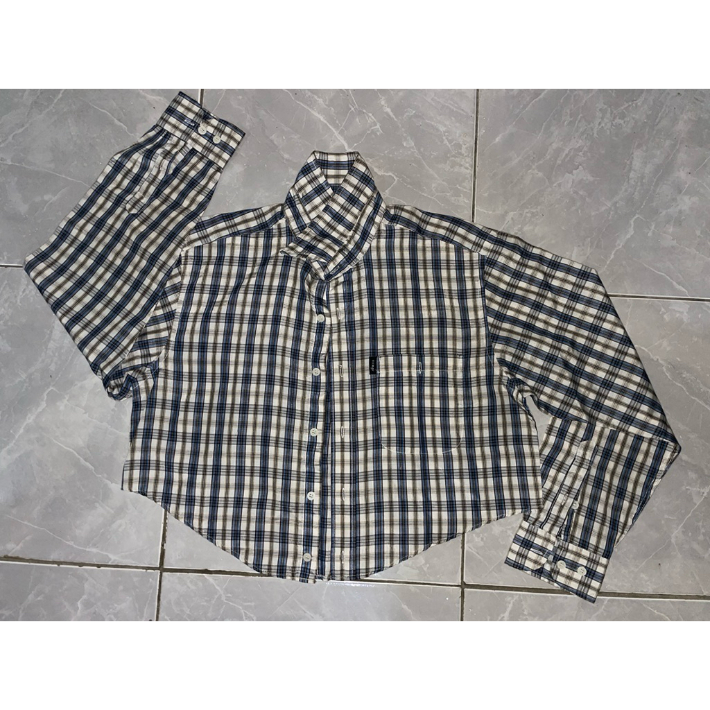 Preloved baju kemeja crop top Kotak Kotak