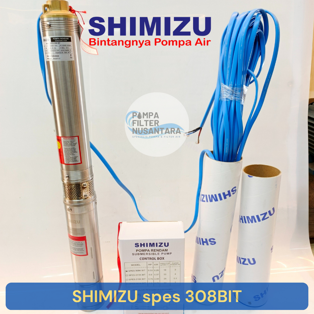 Submersible Pump SHIMIZU 0,33HP 3" SPES-308K BIT + Kabel 30M /Pompa Satelit