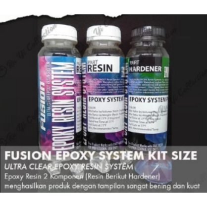 FUSION EPOXY RESIN ULTRA CLEAR KITSIZE 750 GR / RESIN EPOXY BENING TAHAN PANAS UNTUK JORAN MEJA RESI