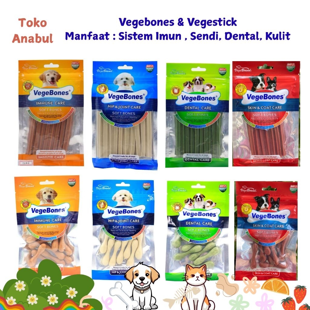 VegeBones Dog Snack | Cemilan Anjing | Healthy Dog Snack | Snack Dental Anjing | Snack Imun Anjing |