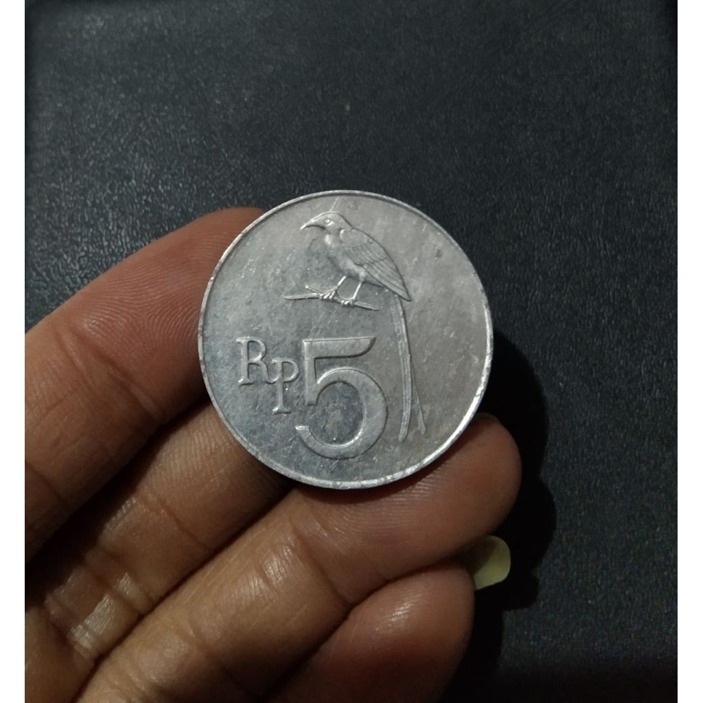 Koin Lawas Indonesia 5 Rupiah Burung 1970 Koin Besar