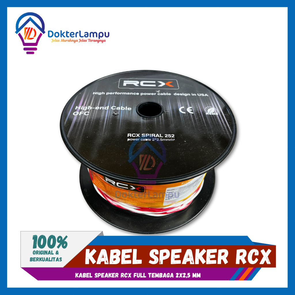 Kabel Speaker 2x2,5mm RCX Kepang Spiral HARGA PER METER