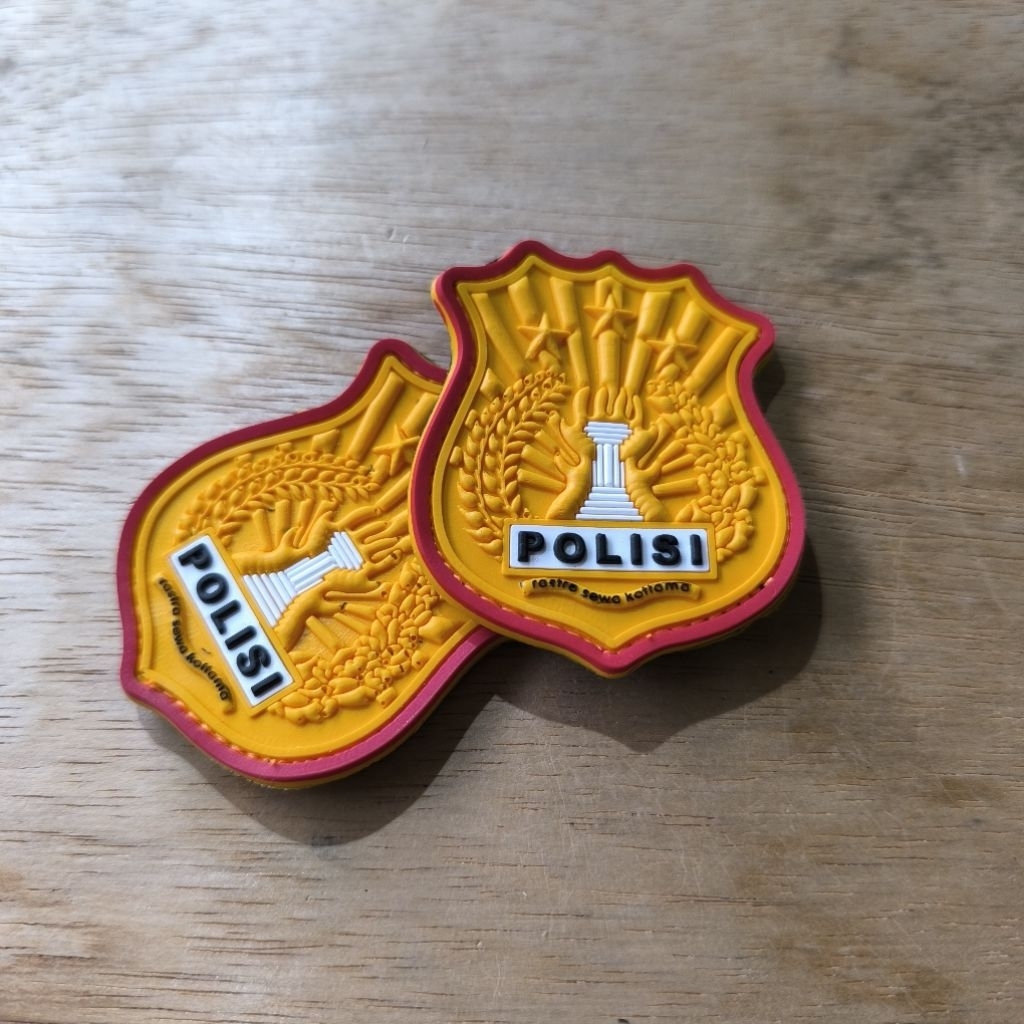 rubber patch logo polisi tempelan emblem aksesoris karet