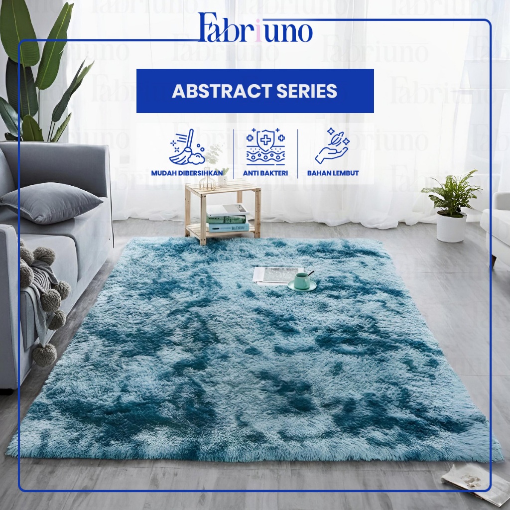 Fabriuno Karpet Bulu Rasfur Lembut Karpet Lantai Ruang Tamu 2 Ukuran Ombre Anti Slip