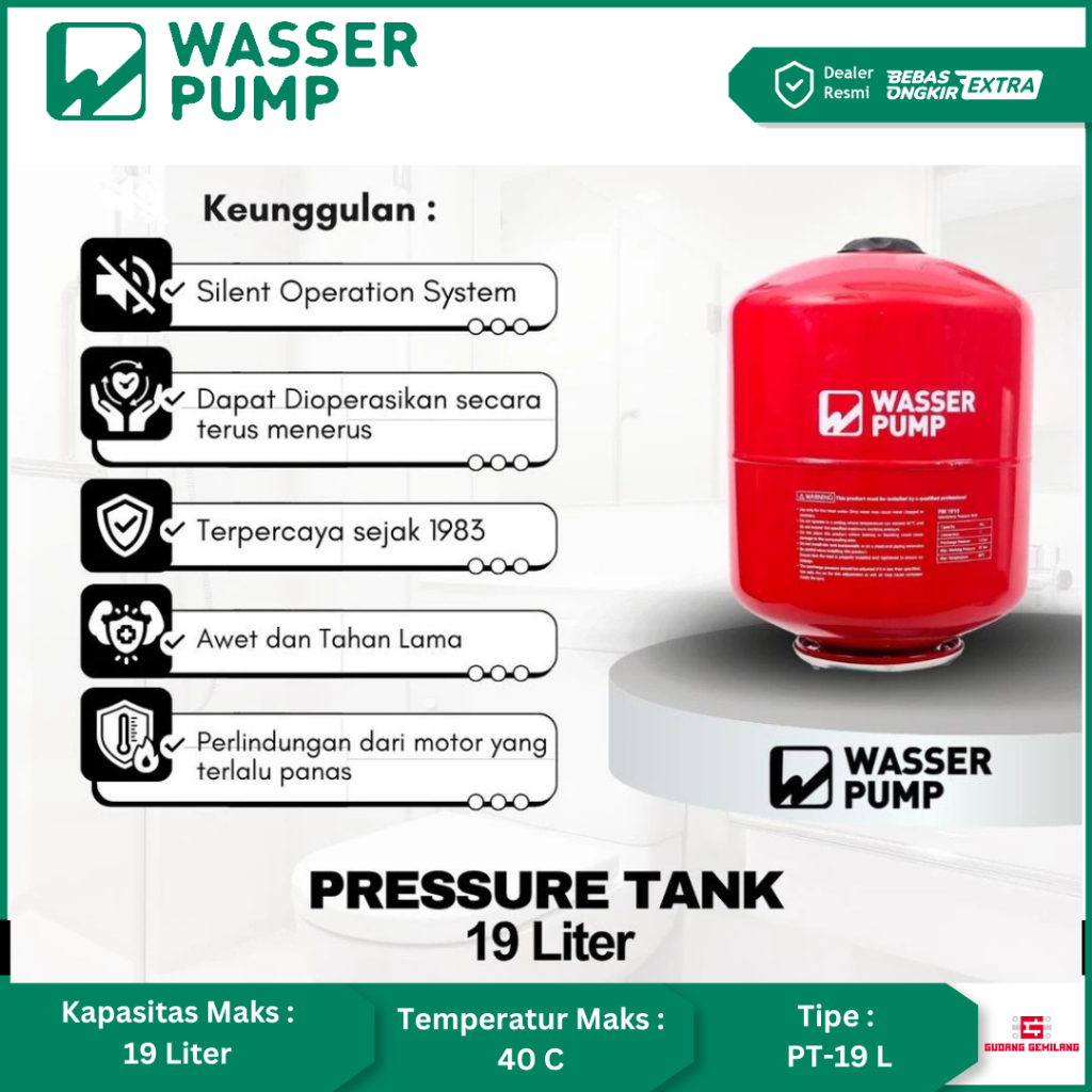 Tabung Pompa Air Tangki Wasser Pressure Tank 19L PT-19L