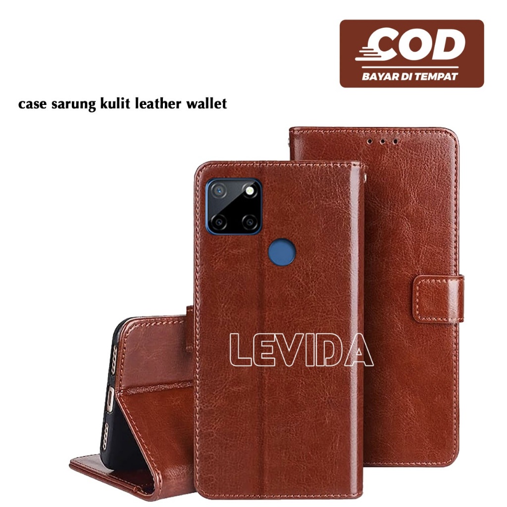 Flip Cover Kulit Leather Case Sarung Buku Kulit Case Realme Narzo 20 Realme Narzo 50A Prime Realme N