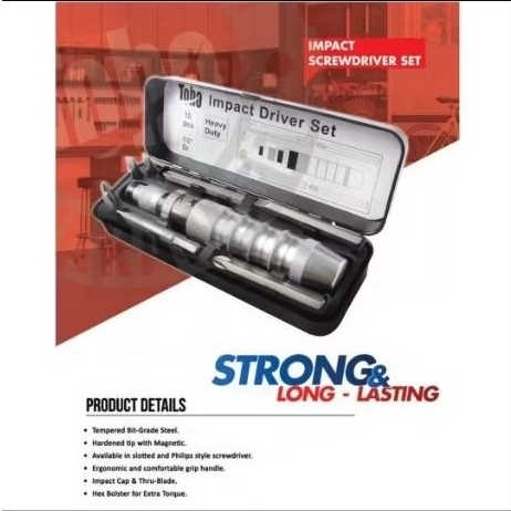 TOHO Impact Screwdriver Set 10pcs Obeng Ketok Ketrok