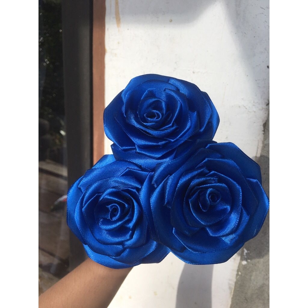 BUNGA MAWAR PITA SATIN GLITER/ bunga pita satin gliter