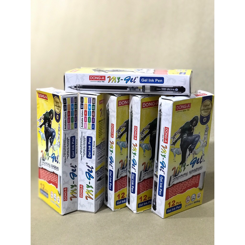 PULPEN / PENA MY-GEL DONG A 0.5mm WARNA HITAM/MERAH/BIRU (HARGA PER KOTAK ISI 12 PULPEN)