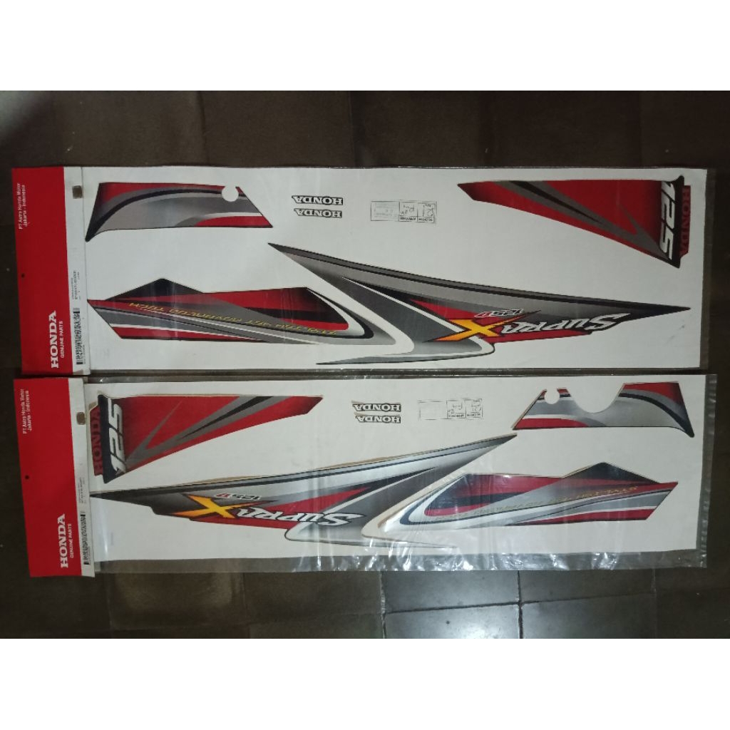 striping sticker stiker decal set motor Honda Supra x 125 Betmen Batman jari jari ruji hitam merah o