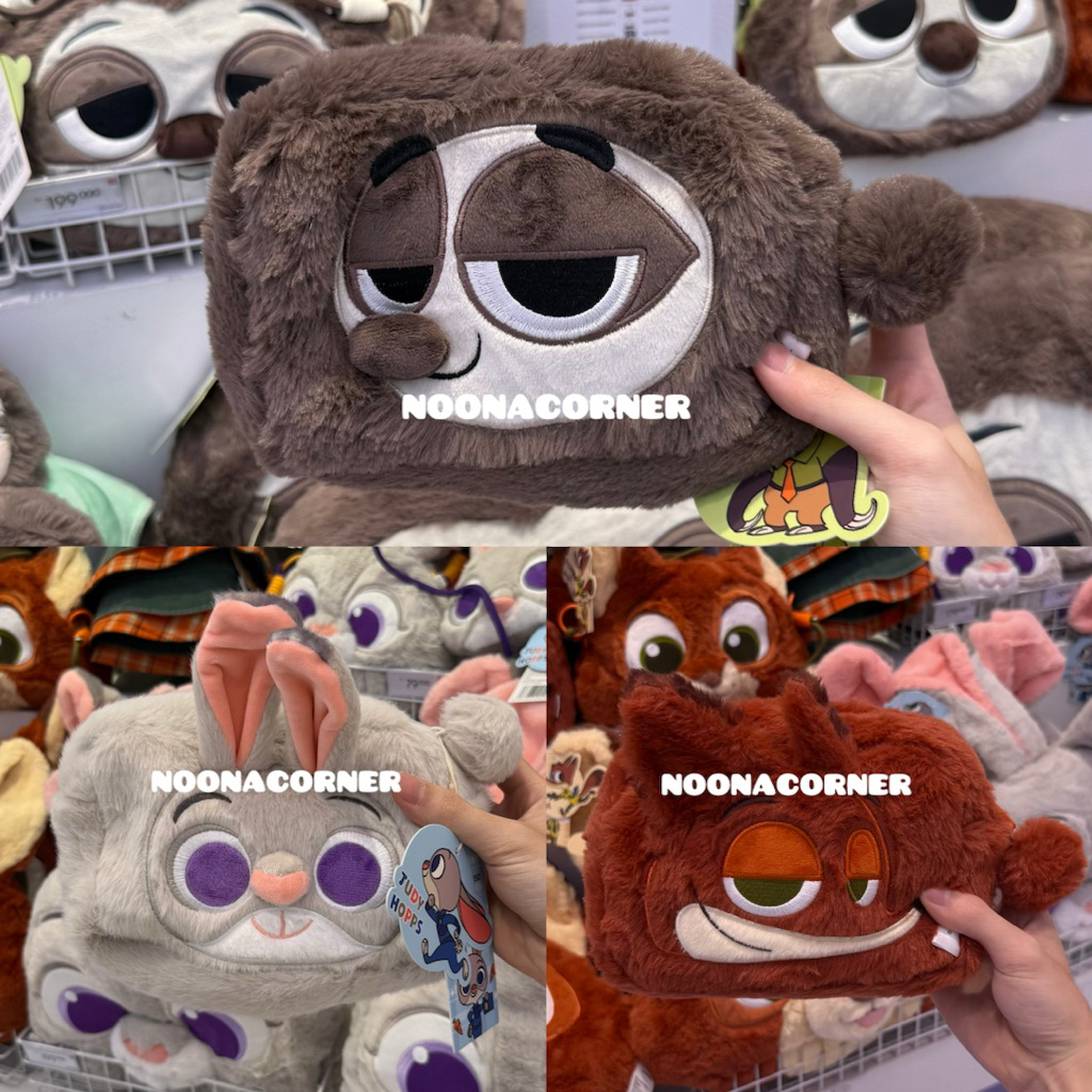 Miniso x Zootopia‼️ Makeup Pouch / Cosmetic Bag Plush / Tas Make Up Bulu Zootopia 2 Collections (20x