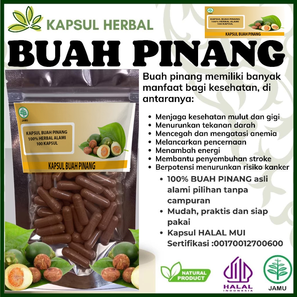 Kuat- kapsul buah pinang muda original- herbal alami serbuk pinang muda untuk boster