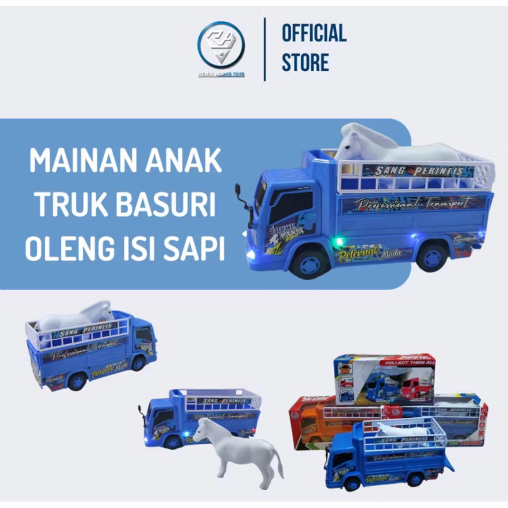 Mainan Anak Truk Basuri Mini Truck Oleng Goyang Isi Sapi JSP T06 Batre Nyala Lampu dan Musik Murah