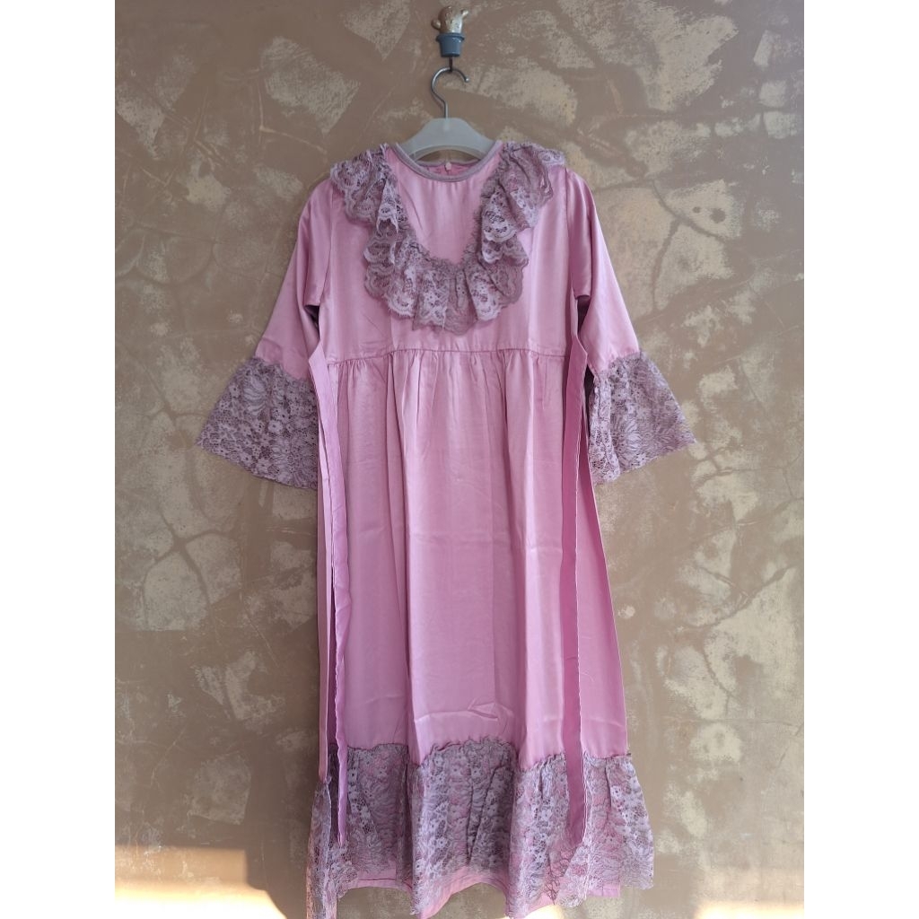 PRELOVED BAJU GAMIS SATIN SILK BROKAT ANAK BAJU KONDANGAN PESTA ANAK PEREMPUAN MURAH GAMIS KATUN ANA