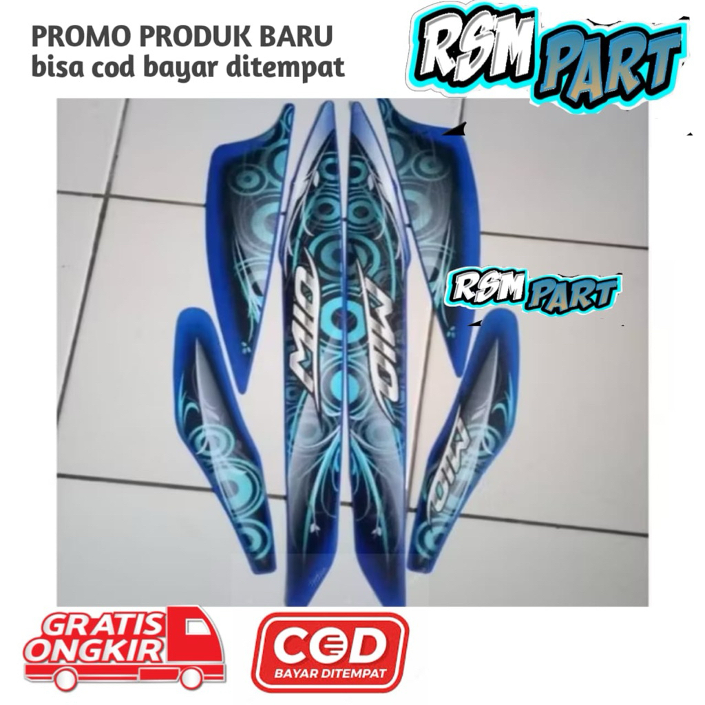 List stiker striping body halus yamaha mio sporty 2011 biru kualitas original
