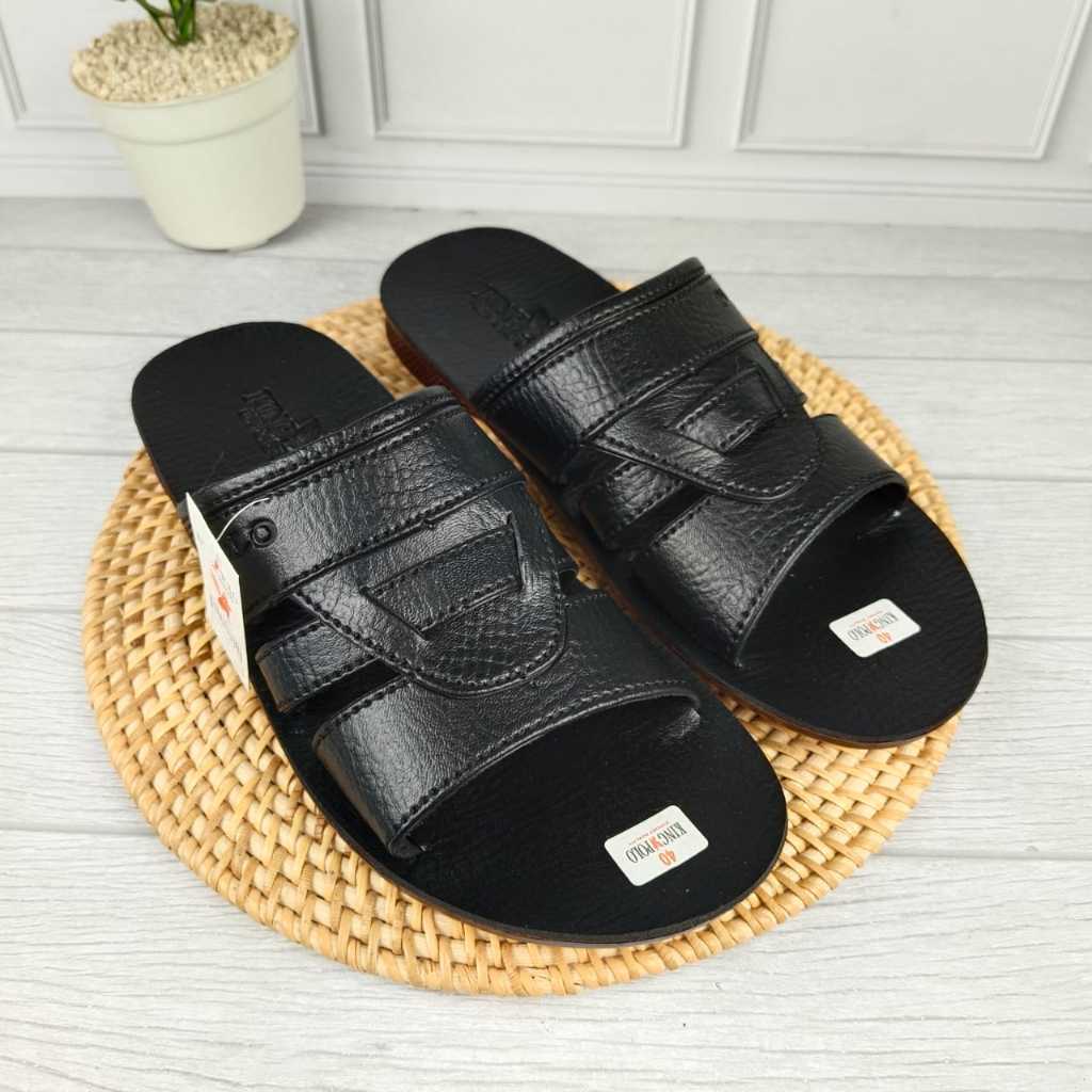 King Polo Sandal Pria Dewasa Selop Laki-Laki Sandal Kulit Pria Sendal Bapak-Bapak Sol Karet 38-43