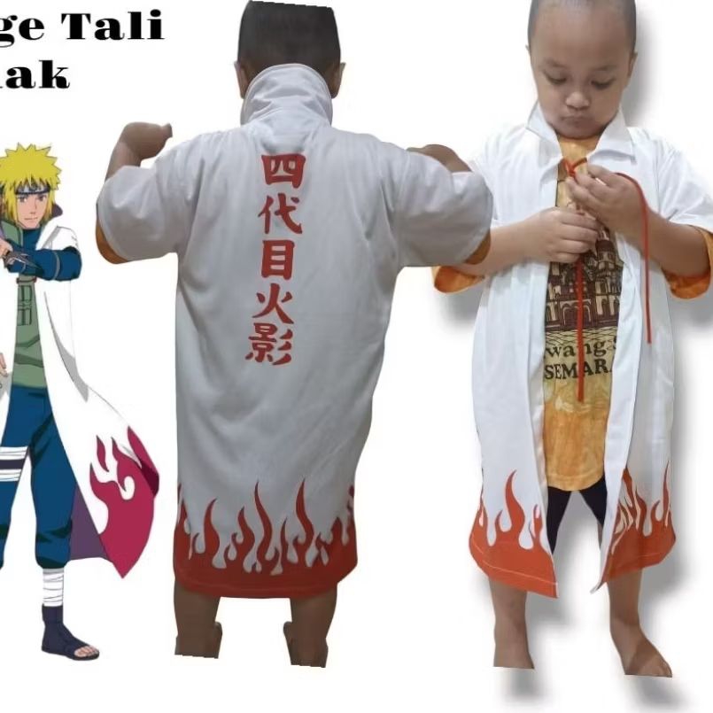 jubah anime naruto hokage anak non zipper (tali)