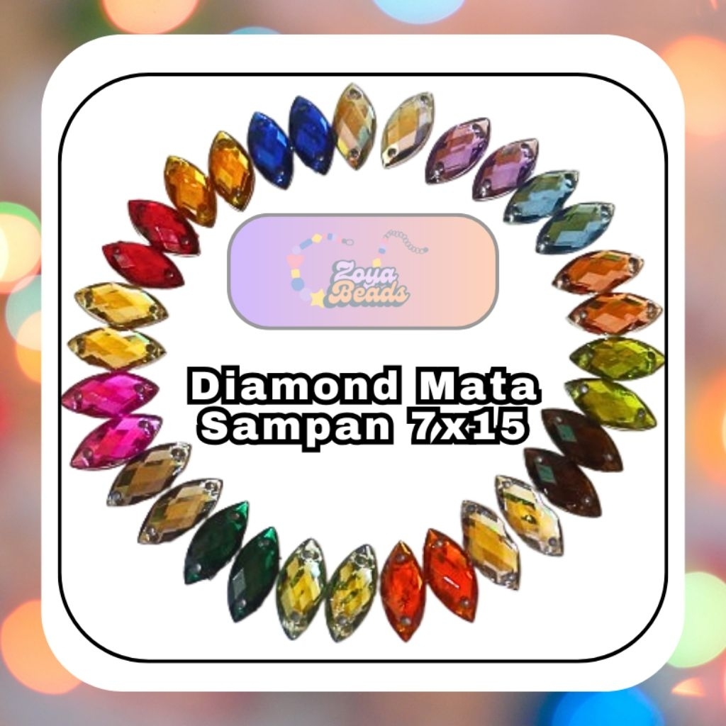 Diamond Arklilik Sampan Mata 7x15 Warna / Sampan Mata / Diamond Sampan / Mata Sipit / Payet Mata / D