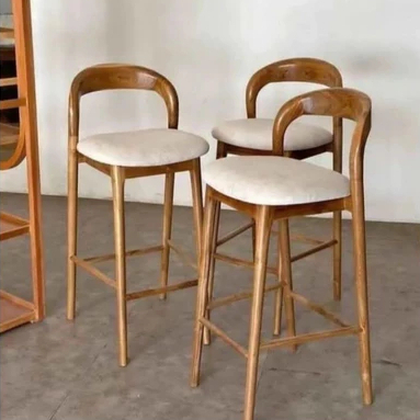 Kursi bar kursi cafe bar  kayu jati / kursi bar dapur minimalis kayu kursi bar jok kayu
