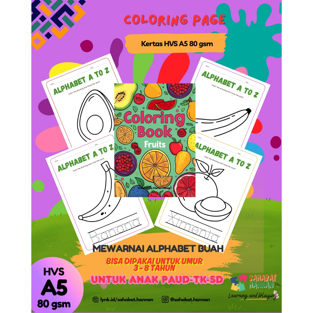 Kertas Mewarnai Anak - Lembar Sketsa Mewarnai Anak untuk PAUD / TK / SD