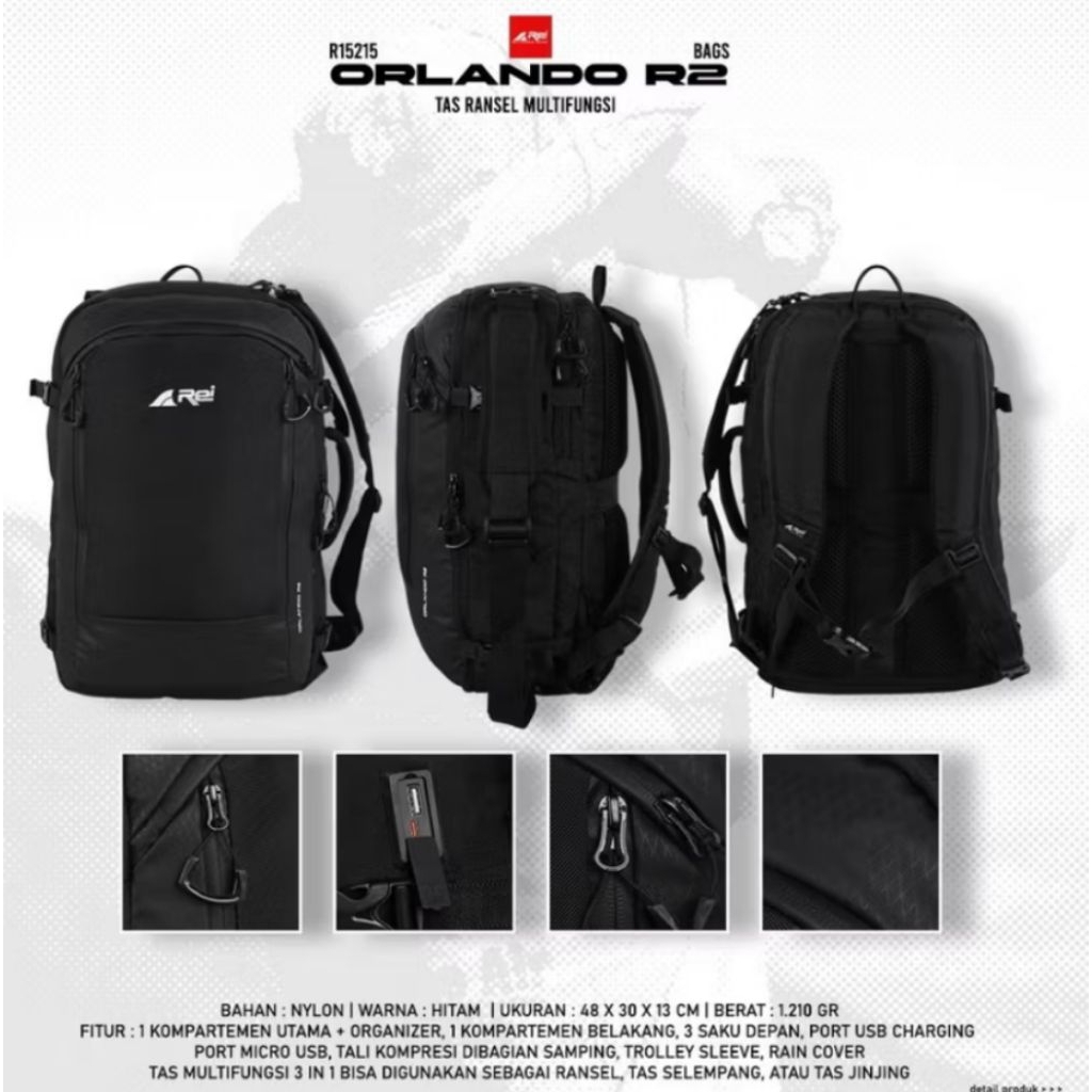 Tas Ransel Multifungsi Orlando Arei Outdoorgear
