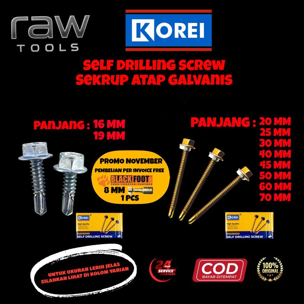 BAUT SEKRUP DRILLING GALVALUM |  BAUT SEKRUP BAJA RINGAN ATAP RUMAH | BAUT SEKRUP KANOPI ROOFING | S